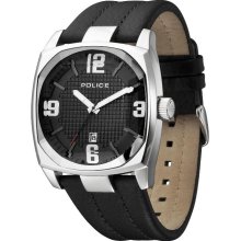 PL12963JS/61 Police Edge Gent's Black Leather Analog Sports Watch