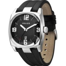 PL12963JS/61 Police Edge Gents Black Leather Analog Sports Watch