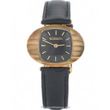 Pre-Owned LeCoultre 14K Gold Manual Wind Wristwatch Black PVU294-575