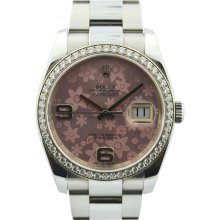 Pre-Owned Rolex 116244 Datejust Pink Floral Diamond Watch