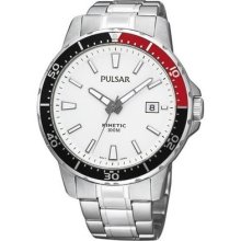 Pulsar By Seiko Kinetic White Dial 100m Date Ss Bracelet Gents Watch Par159x1