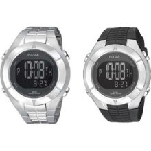 Pulsar Digital Lcd Sports Watch- Stainless Steel Or Rubber