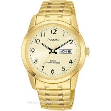 Pulsar Men's Day/Date Watch - Gold-Tone with Expansion Band PJ6016