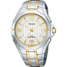 Pulsar Men's Two Tone Stainless Steel White Dial Watch