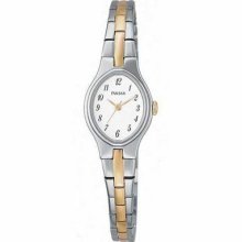 Pulsar Pc3011 Women's Dress Two Tone Ss Band White Dial Watch