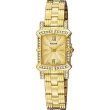 Pulsar Womens Swarvoski Crystal Watch Pegd40 Steel