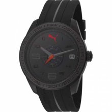 Puma Men's Motor PU102971004 Black Polyurethane Quartz Watch with Black Dial