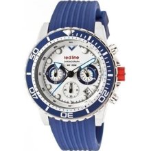 Red Line Men's Piston Chronograph Silicone Round Watch Dial/Strap Color: Silver/Blue, Marker Color: Silver, Hand Color: Blue, black/blue and black/black