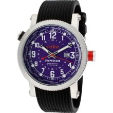Red Line Watches Men's Compressor World Time Purple Dial Black Texture