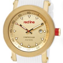 Red Line Watches Men's Compressor Gold Dial White Textured Silicone Wh