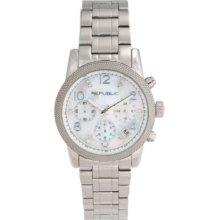 Republic Women s Glitz Japanese Quartz Mother-of-Pearl Dial Stainless Steel Bracelet Watch