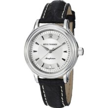 Revue Thommen Women's 'Classic' Silver Dial Black Leather Strap