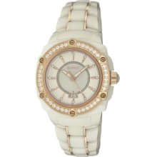 Roberto Bianci Eleganza Women's White Ceramic Watch w/Zirconia St ...