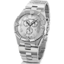 Roberto Cavalli Designer Men's Watches, Diamond Time - Men's Silver Dial Chronograph Bracelet Watch