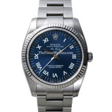 Rolex Air-King Watch, Fluted Bezel, Blue Dial/White Roman 114234