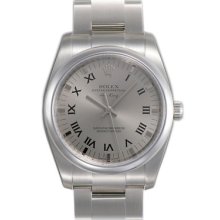 Rolex Airking Silver Roman Dial Domed Bezel Mens Watch 114200SASO