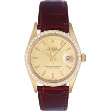 Rolex Date 18K Yellow Gold Men's Watch 15038 Champagne Dial
