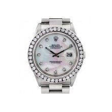 Rolex Datejust 16220 MOP Diamond Dial Diamond Bezel Watch