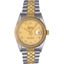 Rolex Datejust 16233 Steel & Gold Men's Watch Champagne Dial