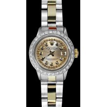 Rolex datejust diamond bezel two tone woman watch