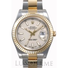 Rolex Datejust II 41 MM Oyster Stainless Steel & 18K Yellow Gold Ivory Men's Timepiece - 116333