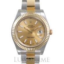 Rolex Datejust II 41 MM Oyster Stainless Steel & 18K Yellow Gold Champagne Men's Timepiece - 116333