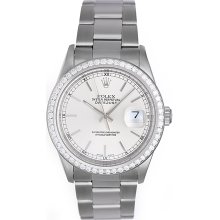 Rolex Datejust Men's Steel & Diamond Watch 16220 Silver Dial
