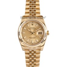 Rolex Datejust White Dial Automatic 18kt Yellow Gold Watch 116238WSJ