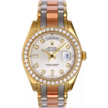 Rolex Day-Date Masterpiece Tri-Color Gold Diamond Mens Watch 18948