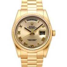 Rolex Day-Date President 36mm Yellow Gold Mens Watch 118238