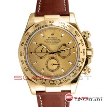 Rolex Daytona Yellow Gold Champagne Dial 116518 Model Brown Leather