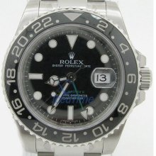 Rolex GMT Master II Black Index Dial Oyster Bracelet Stainless Steel Mens Watch