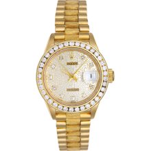 Rolex Ladies Barked President Gold Watch 69278