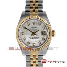 Rolex Ladies Datejust Two Tone MOP Diamond Dial Jubilee All Original