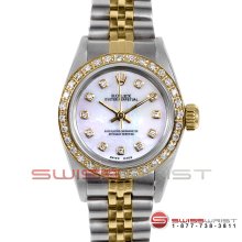 Rolex Ladies Oyster Perpetual Non Date Two Tone MOP Dial Diamond Bezel
