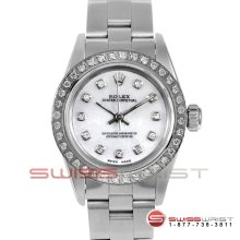 Rolex Ladies Oyster Perpetual Non Date MOP Dial Diamond Bezel