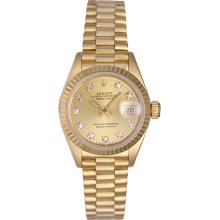 Rolex Ladies President 18k Gold Watch with Diamonds 69178