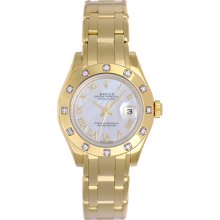 Rolex Lady Datejust Pearlmaster 18k Yellow Gold Ladies Diamond Watch 8