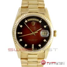 Rolex Mens Day Date President Gold Red Vignette Diamond Dial