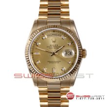 Rolex Men's New Style Yellow Gold 118238 President Champagne Diamond