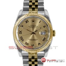 Rolex Men's New Style Datejust 2T 116233 Champagne Roman Dial Jubilee
