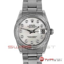 Rolex Midsize Datejust SS 68240 Mother of Pearl Diamond Dial Oyster