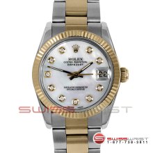Rolex Midsize Datejust Two Tone 68273 Mother of Pearl Dial - Fluted