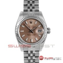 Rolex New Style Ladies Datejust SS 179174 Salmon Stick Dial