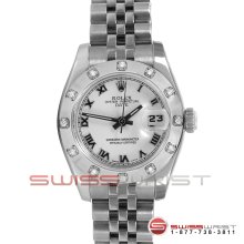 Rolex New Style Ladies Datejust SS 179160 White Roman Dial 12 Diamond