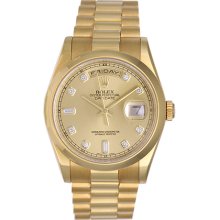 Rolex President Day-Date Champagne Diamond Dial Men's Watch 118208