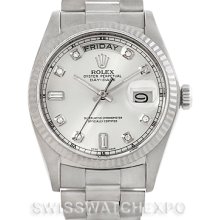 Rolex President Mens 18k White Gold Diamond Watch 18039