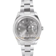 Rolex Stainless Steel 41mm Datejust II Model 116334 Custom Added Silver Diamond Dial