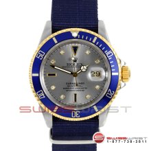 Rolex Submariner Two Tone Slate Dial 16613 NATO Srap