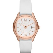 Rose Tone White Leather Watch